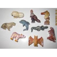 Figuras de animales tallados de piedra jabon