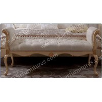Palace Style Vintage Classic White Bedroom Bench