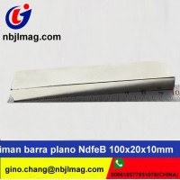 Iman rectangulo bloque magnetico neodimio-100x20x10mm-Neodimio(Ndfeb)N50,niquel-tierras raras